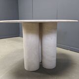 Round italian travertine dining table 1970s
