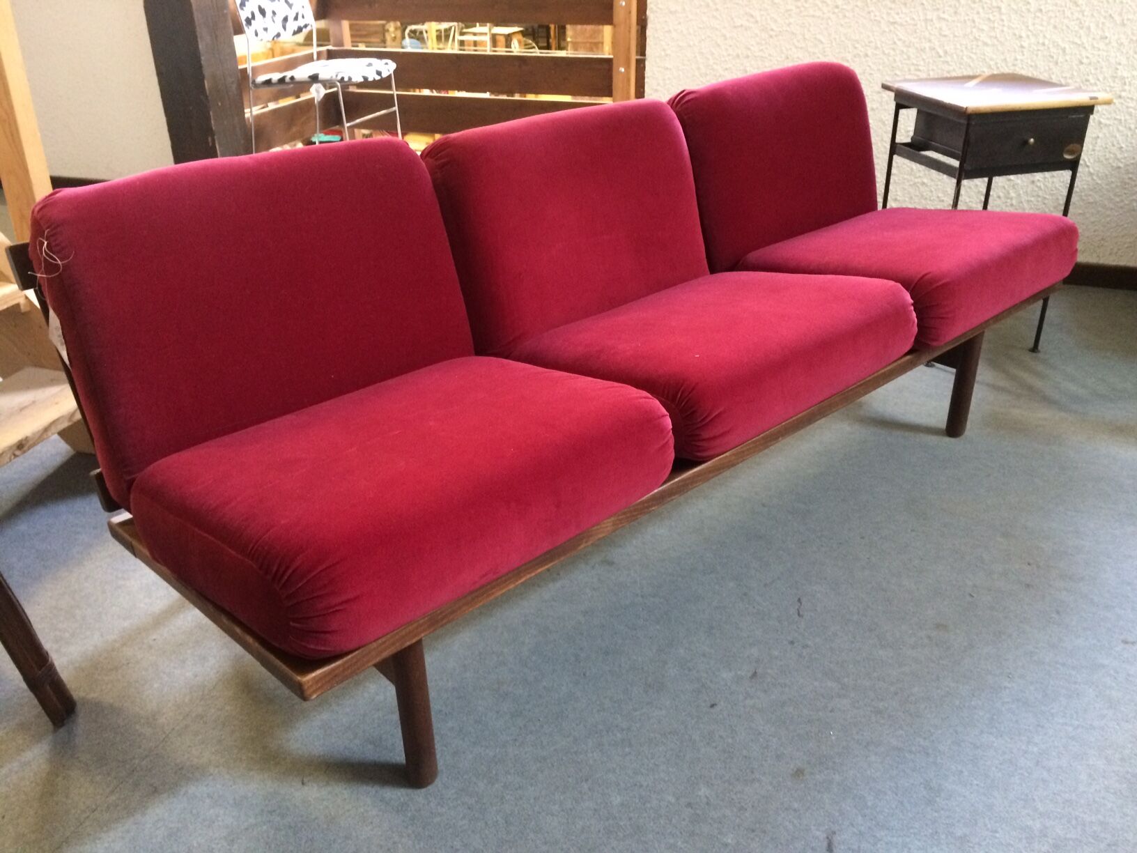 Fully restored 3-seater Scandinavian teak bench