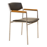 Leather and wood armchair by Gijs van der Sluis 80's