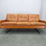 Svend Skipper Danish Leather Sofa Cognac Chrome, 1960s