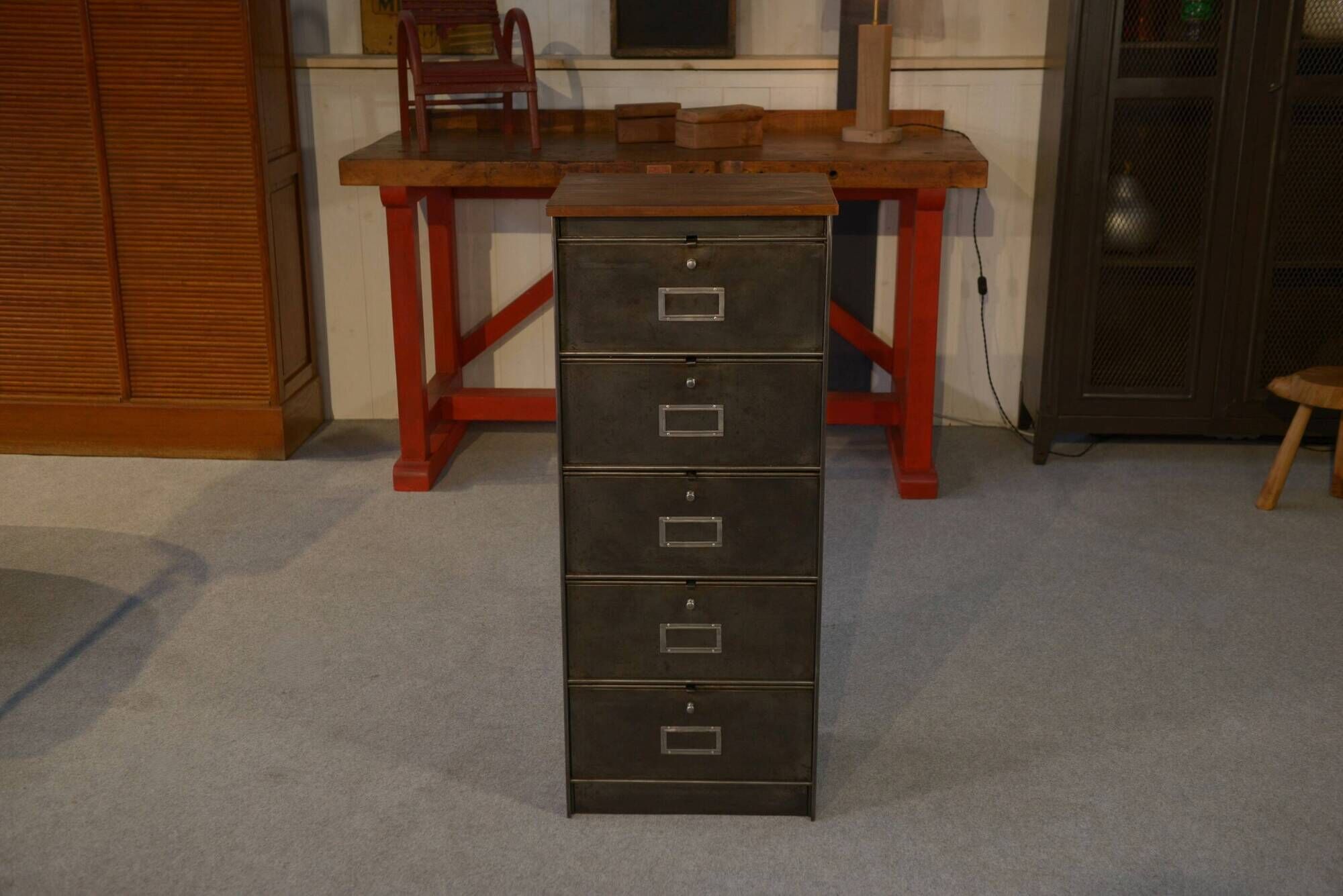Ronéo 1-column, 5-flap cabinet, French work, circa 1950