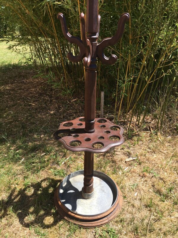 Portemanteau sur pied chêne et zinc