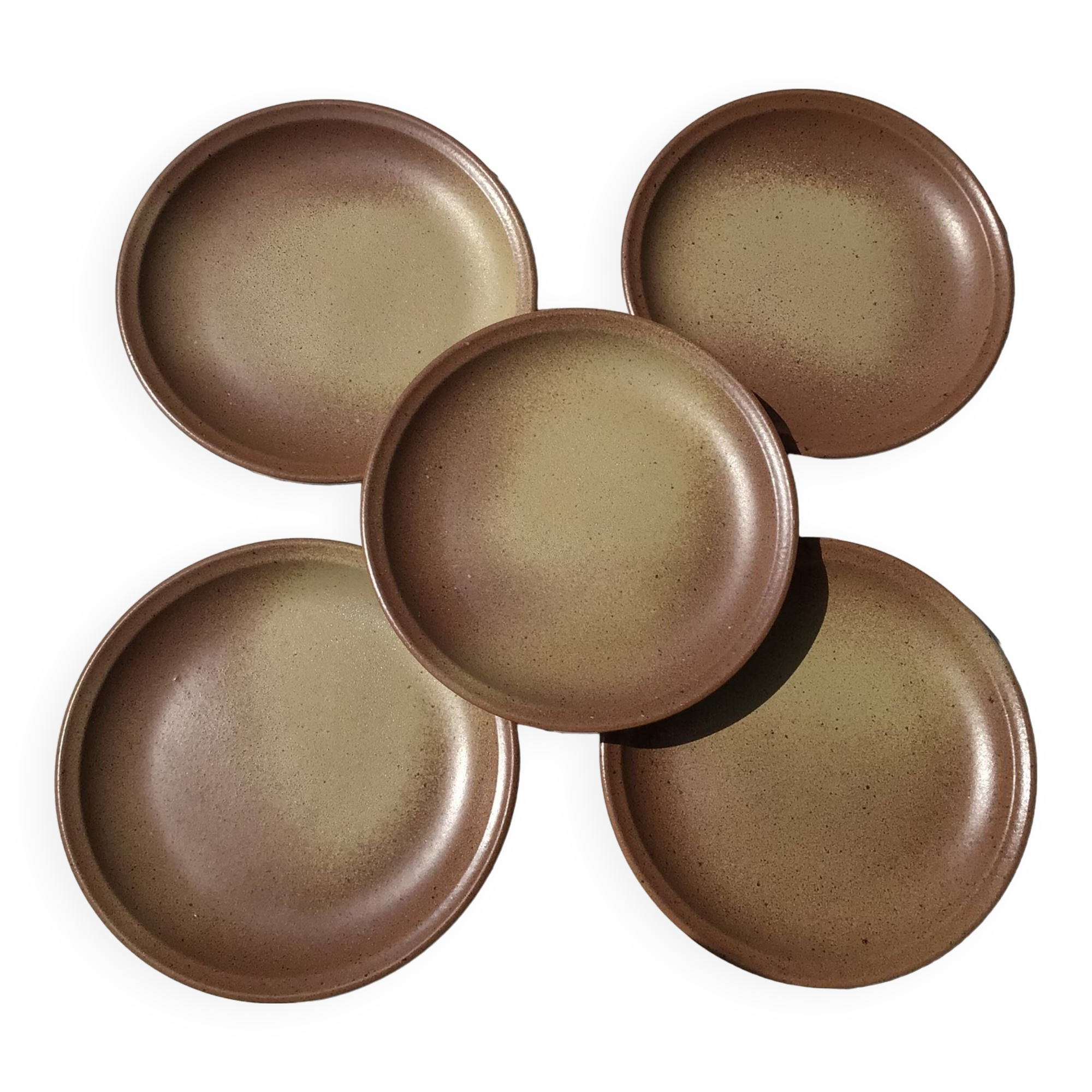 5 Dinner plates Burgundy Sarreguemines sandstone nuanced brown