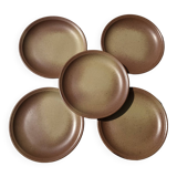 5 Dinner plates Burgundy Sarreguemines sandstone nuanced brown