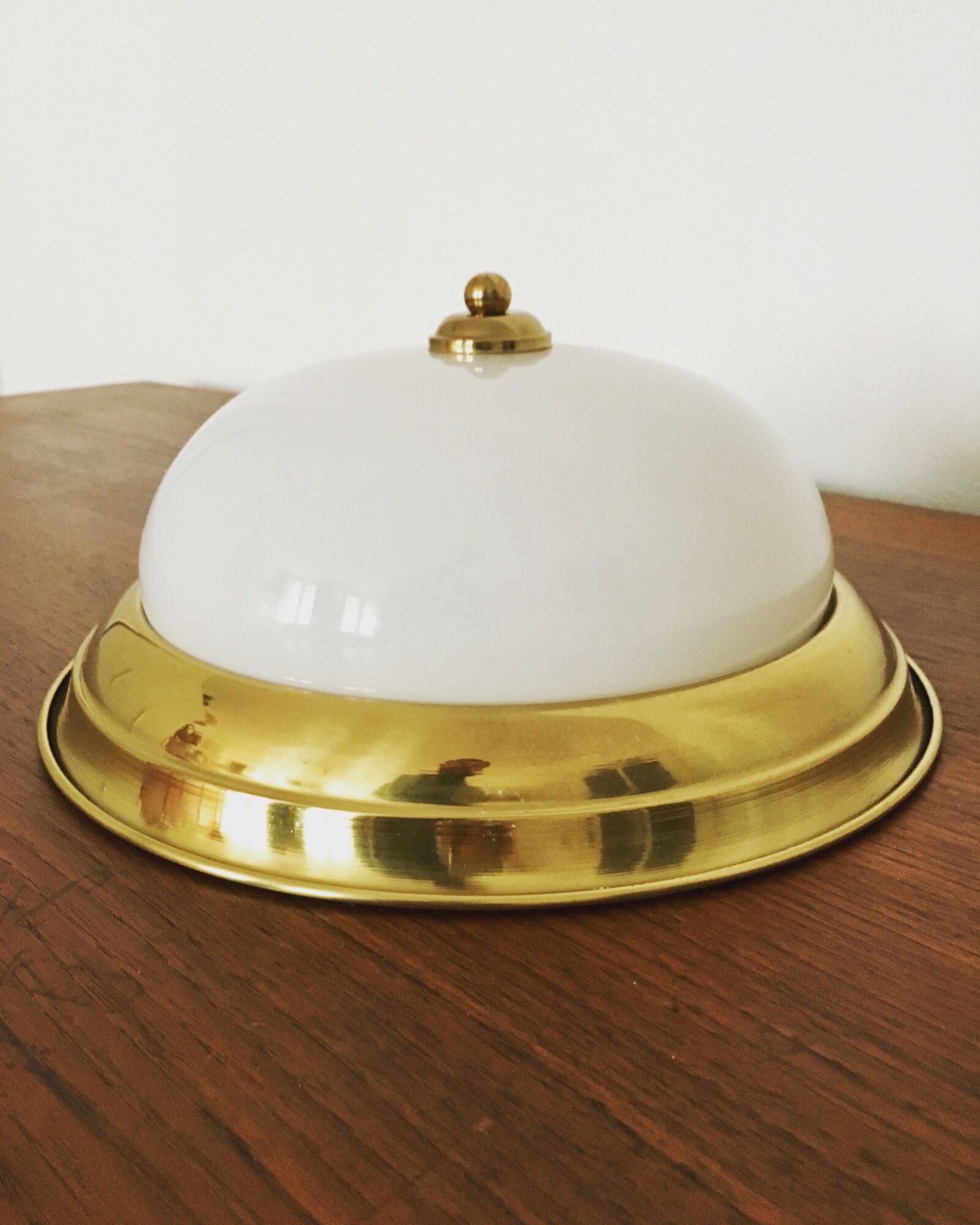 Brass and glass wall lamp or flush light