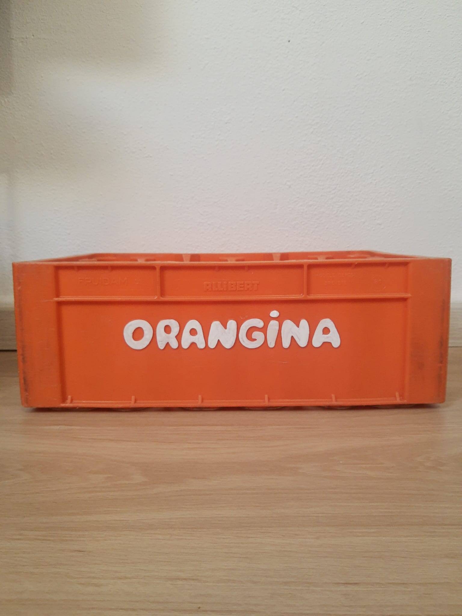Vintage Orangina advertising bottle crate