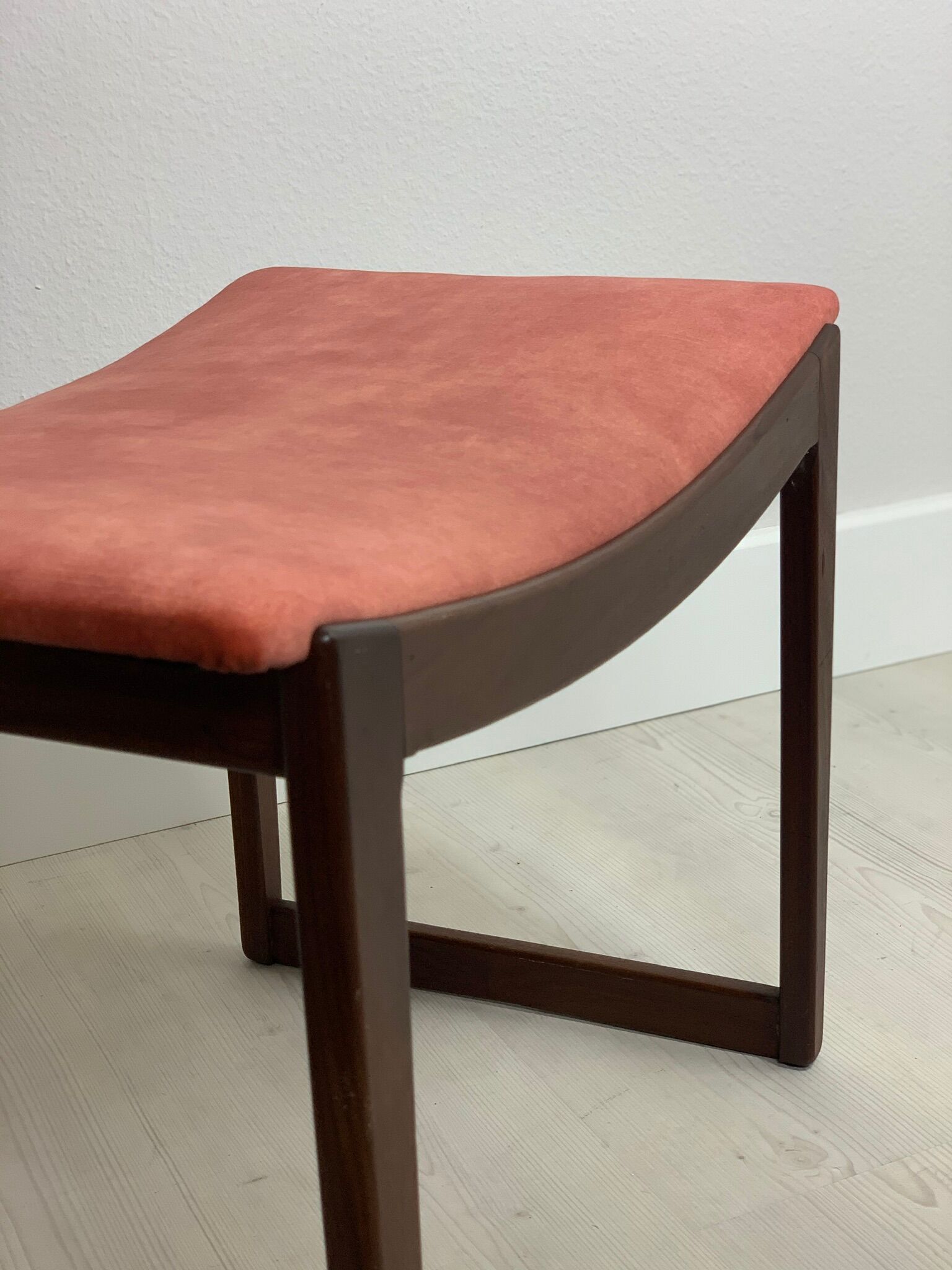 Danish Ottomane in Afromosiea and velvet upholstery, 1960s