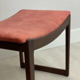 Danish Ottomane in Afromosiea and velvet upholstery, 1960s