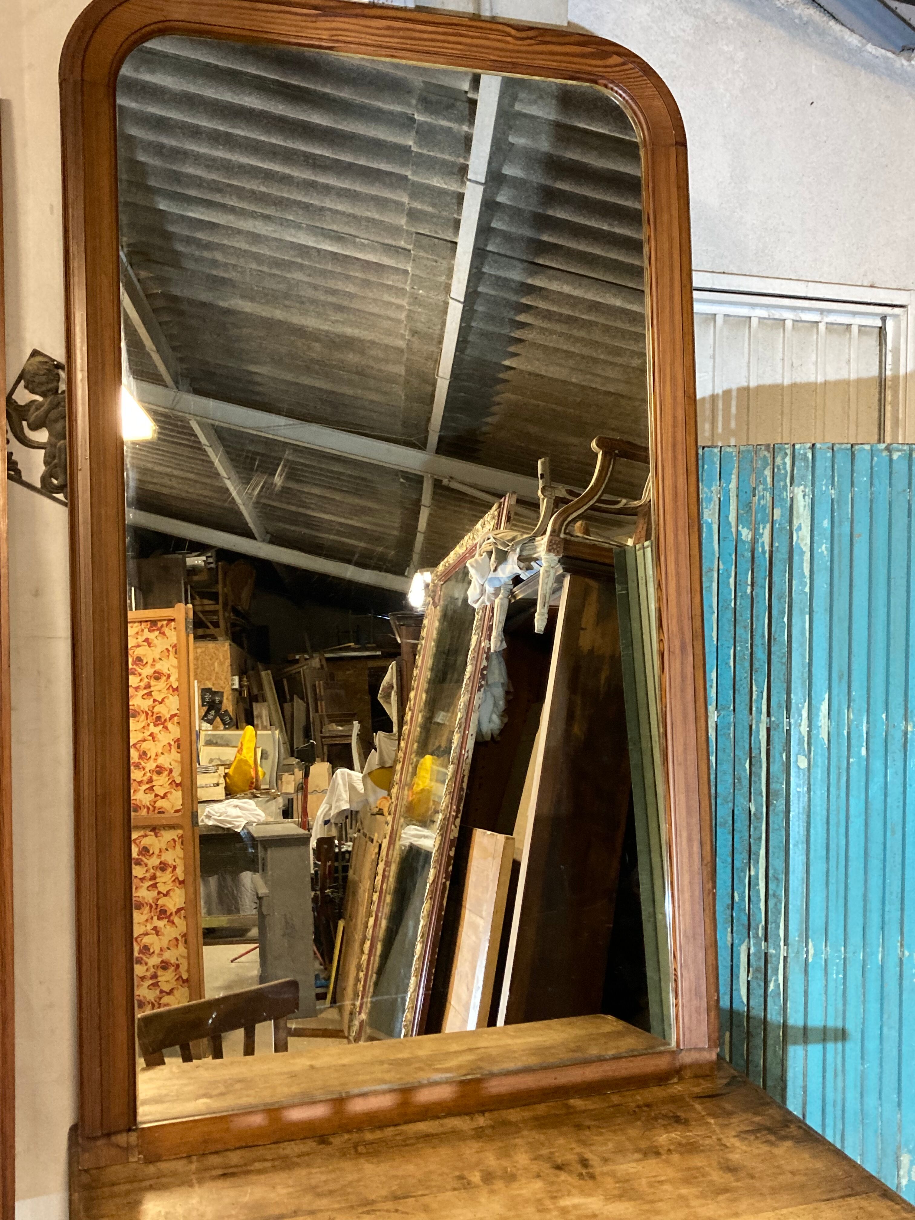 Large old mirror in pitchpin Louis-Philippe Style 100x170cm