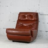 Easy chair "space age". Jean Prévost, France, leather, circa 1970