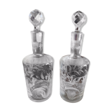 Duo of crystal perfume bottles late 19th early 20th century