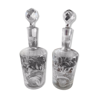 Duo de flacons à parfum en cristal fin 19ème début 20ème siècle