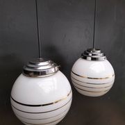 Pair of opaline pendant lights