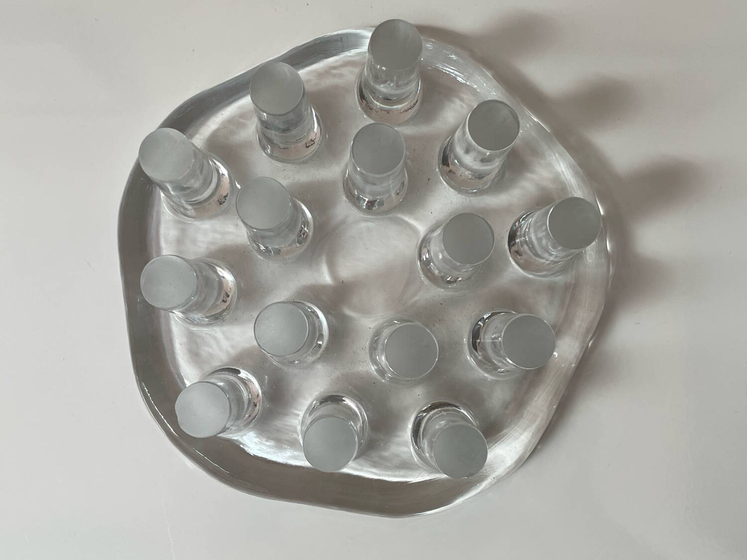 • Vintage solid glass sculptural candlestick