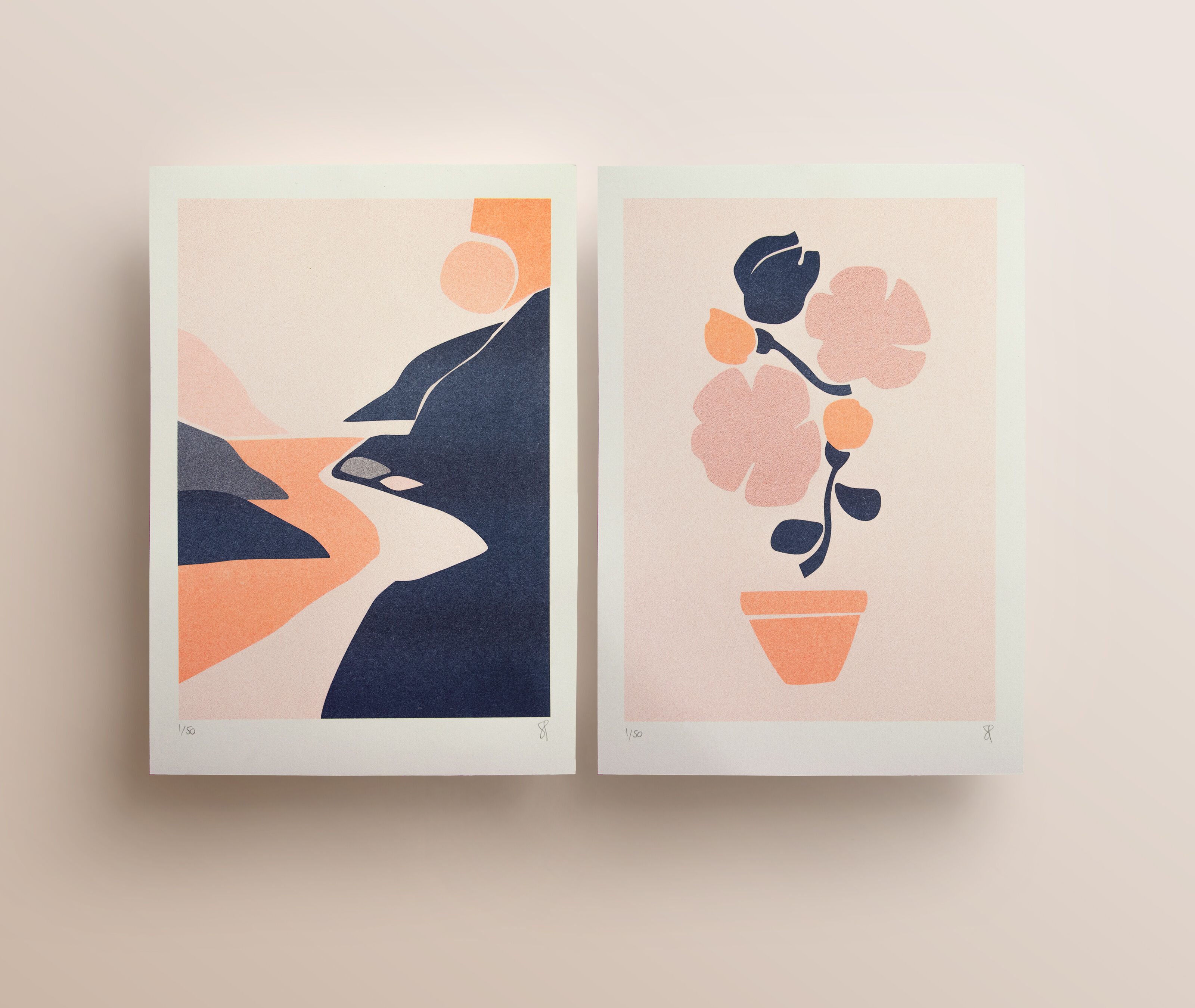 Duo sunset blush / petit pot de fleurs A4