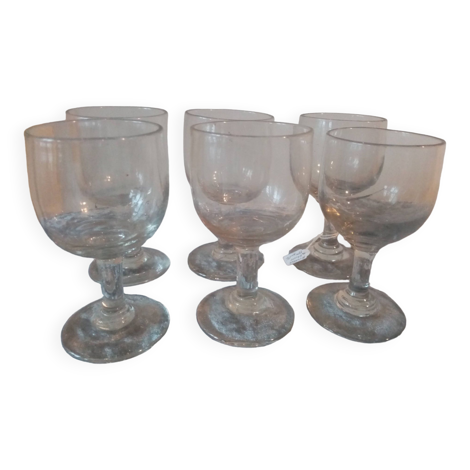 Serie de 6 verres ballon de bistrot 19ème en verre souffle