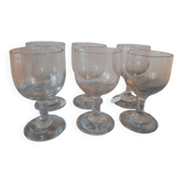 Serie de 6 verres ballon de bistrot 19ème en verre souffle