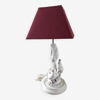 Lampe triple colombes en céramique blanche