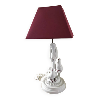 Triple dove lamp in white ceramic