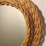 Vintage Wicker round mirror 42x42cm