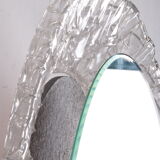 Large Oval Plexiglas mirror with lighting, 1960 Germany.