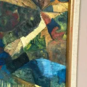 Large Original Swedish Oil on Canvas – “Cubist Landscape” by Kjell Lindberg – Signed – Vintage & Framed