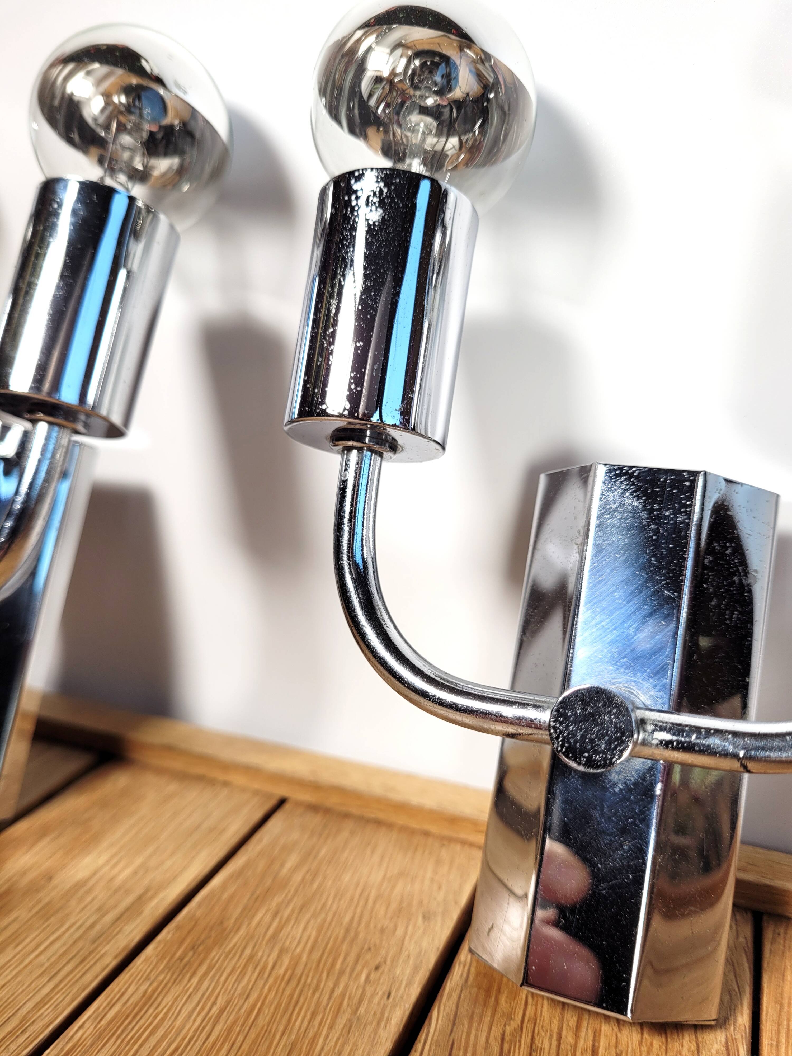 Pair of 1970 chrome wall lamps