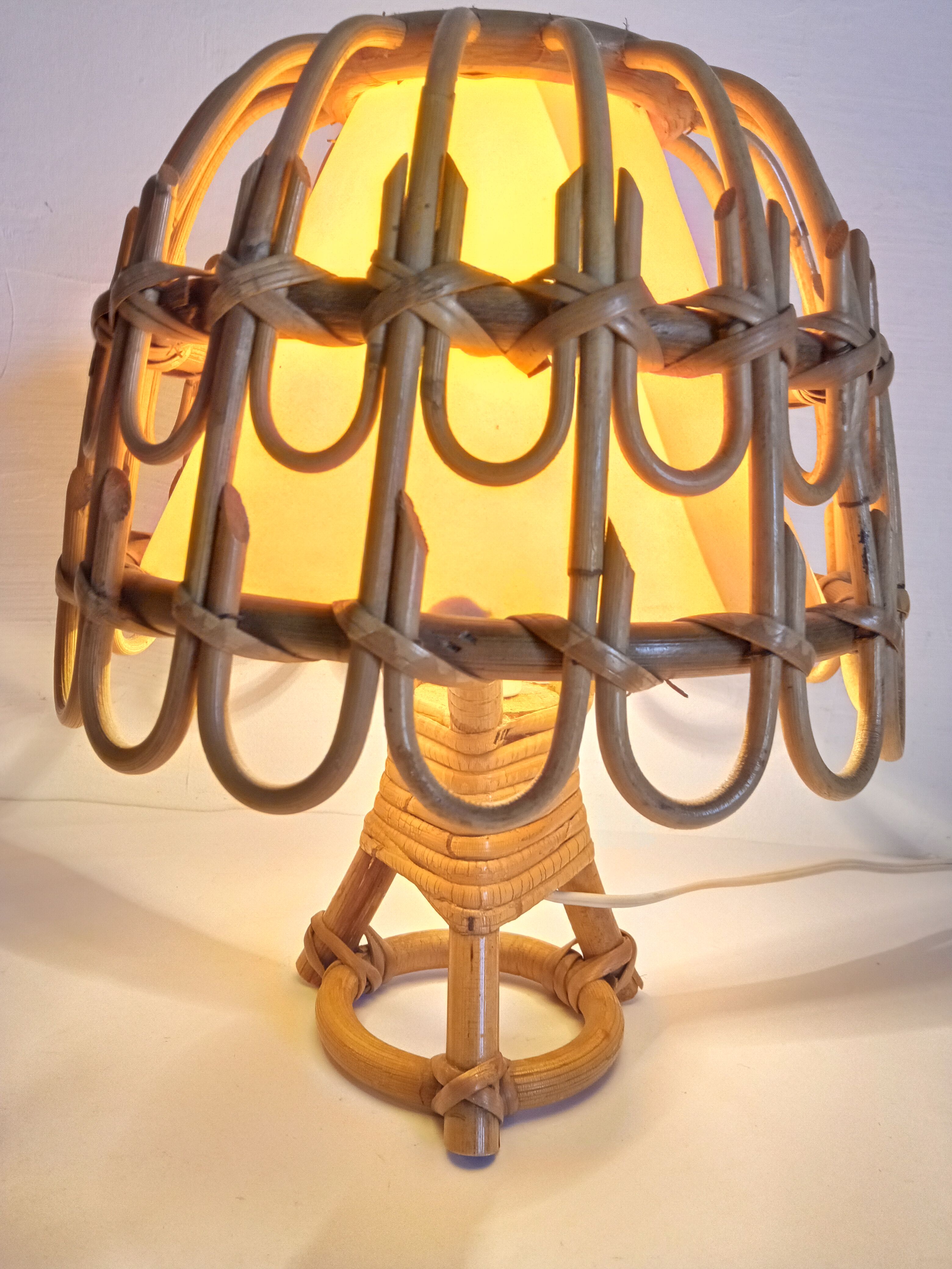Paire de lampes bambou années 70