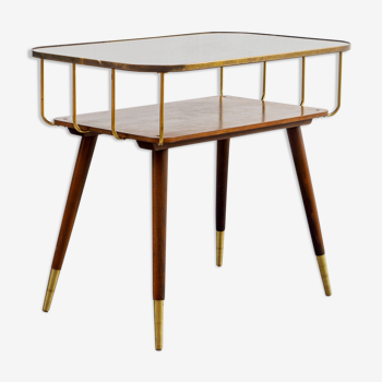 Table basse années 50, avec laiton