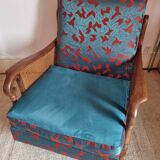 Vintage wooden and cane bridge armchair from the 1950s