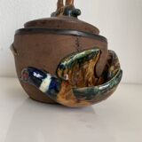 Pot à tabac vintage 1960 Porte-pipe Longchamp daim faisan - 24 x 20 cm