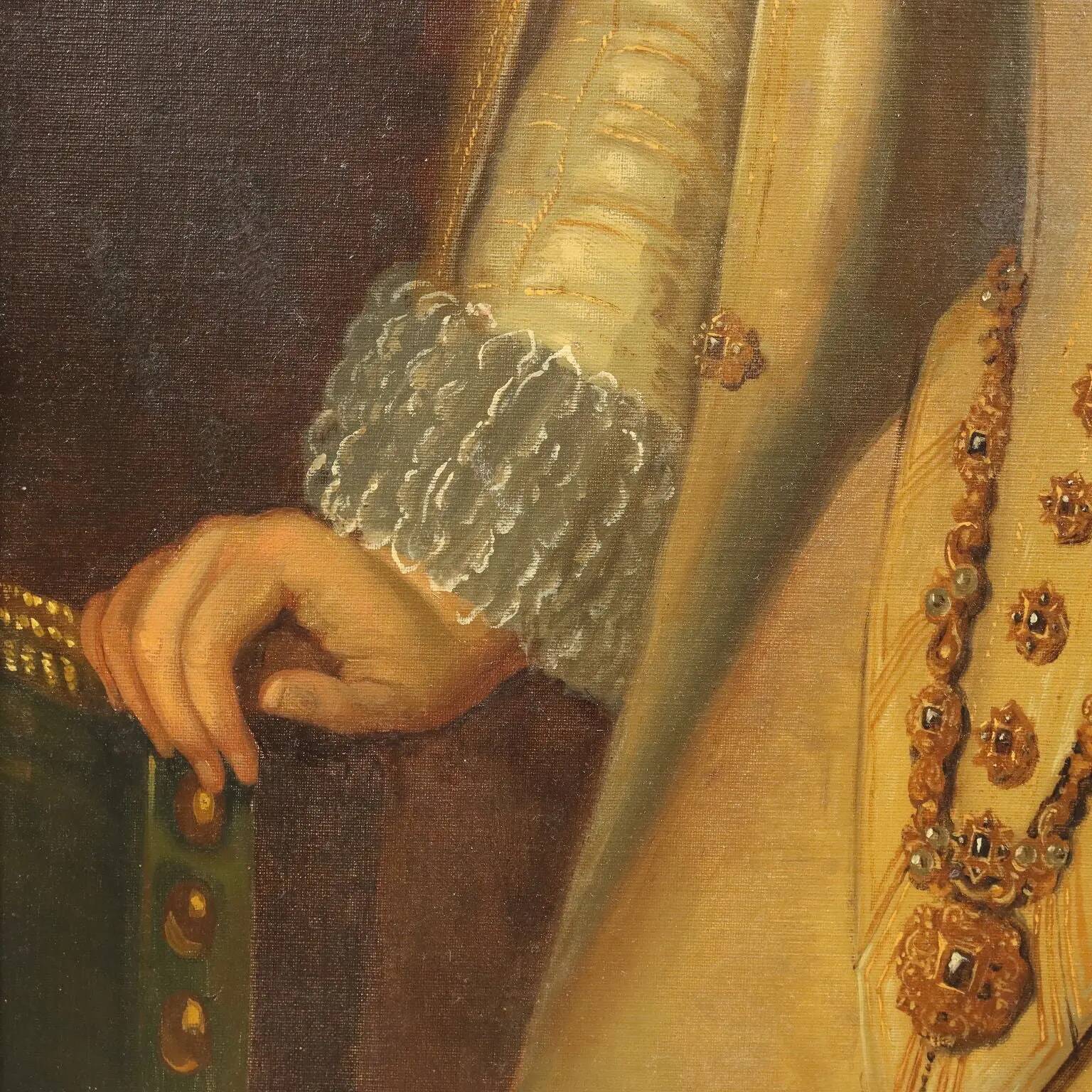 Peinture ancienne Portrait d'une noble dame, huile sur toile, XIXe siècle