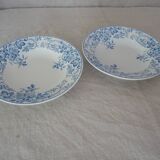 2 Hollow plates Luneville Keller and Guerin decoration blue flowers faience old