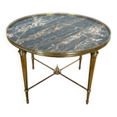 Table basse ronde en laiton et plateau de marbre de la maison Ramsay