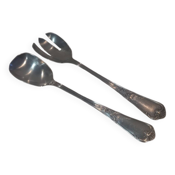 Service à salade 2p métal argenté orfèvre Ercuis LXV 29 25.7cm