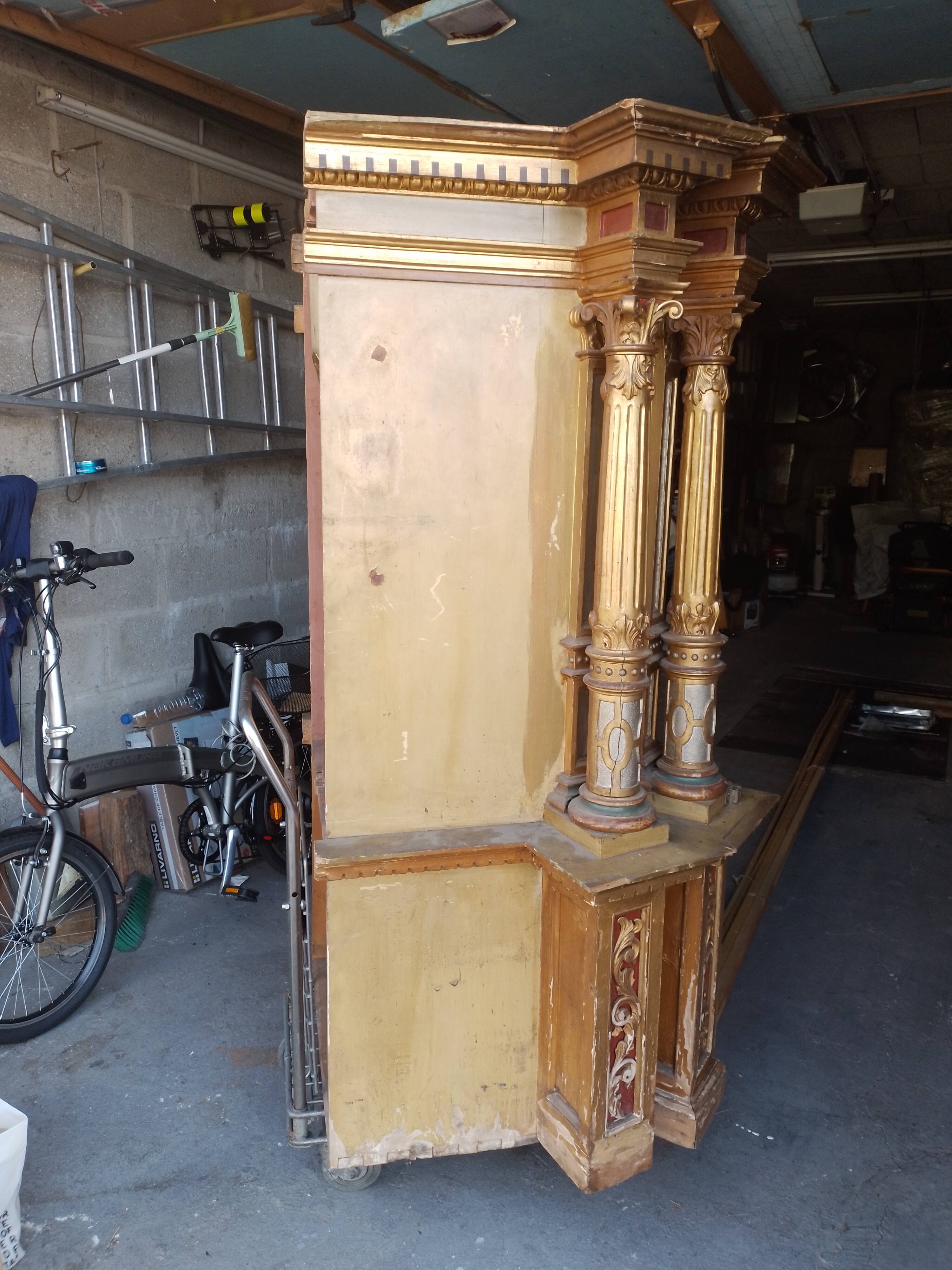 Superb early 19th century church tabernacle in gilded stuccoed wood