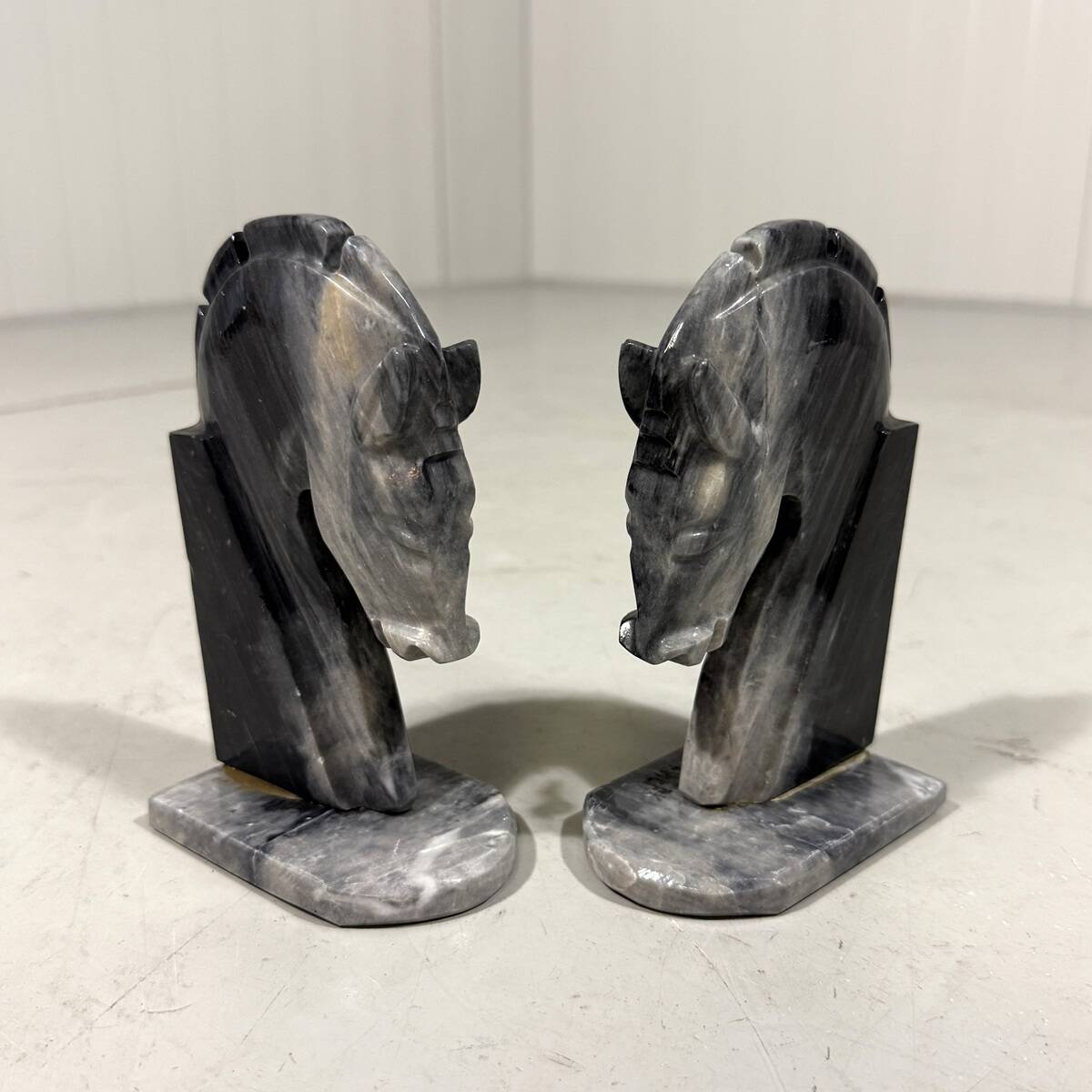 Marble bookends horse heads 1960’s