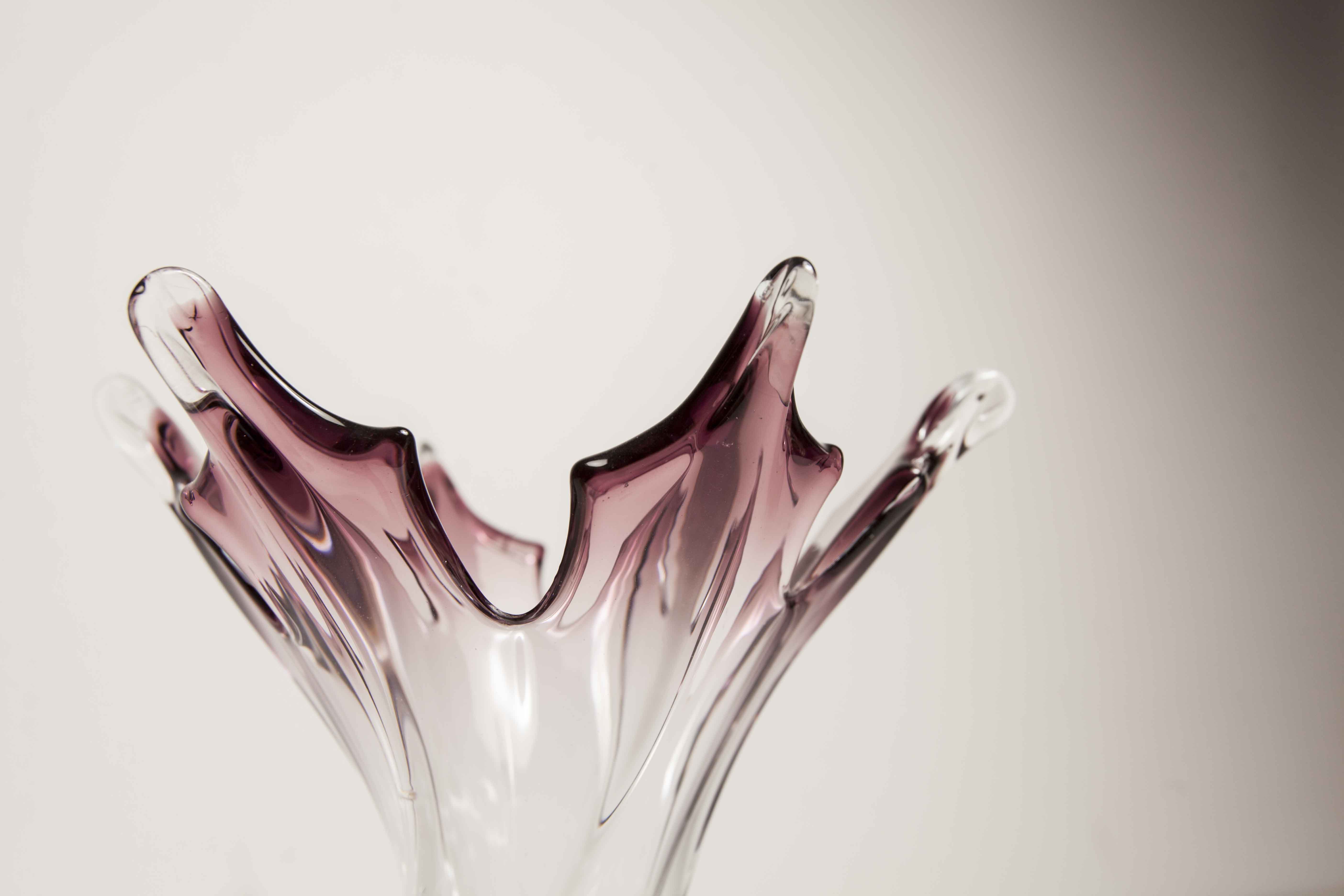 Vase in Murano glass by Fratelli Toso H 27.5cm