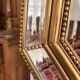 Octagonal mirror with bevelled parcloses, Neo-Classical Regency Art style.