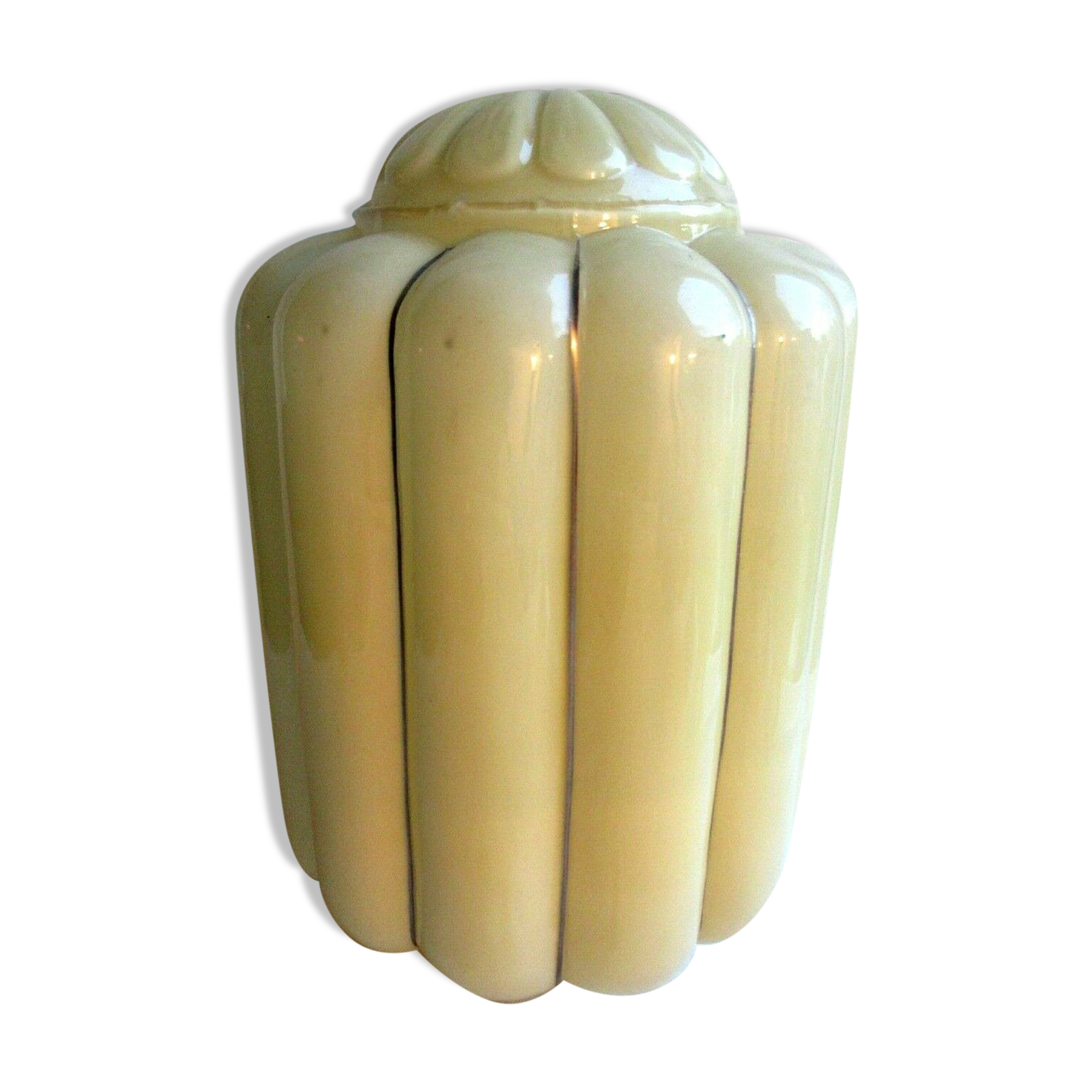 Large Art Deco Skyscraper lamp glass, 12 wide wide opalin glass