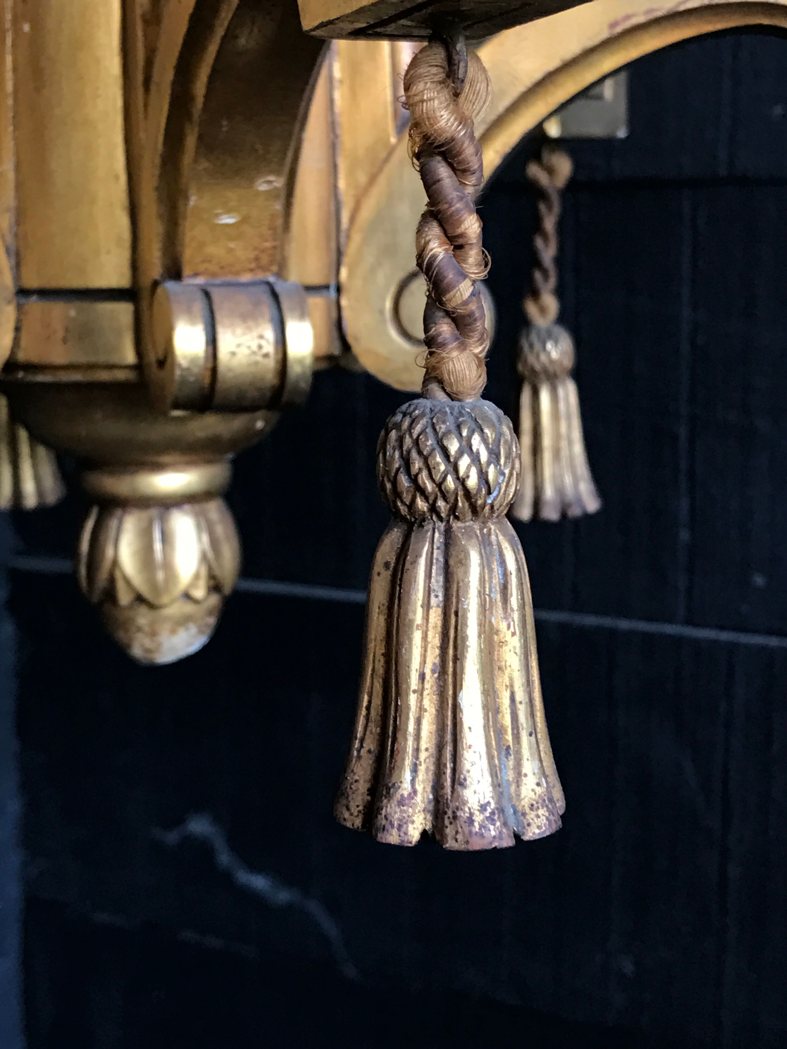 Golden wood chandelier