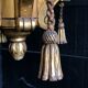 Golden wood chandelier
