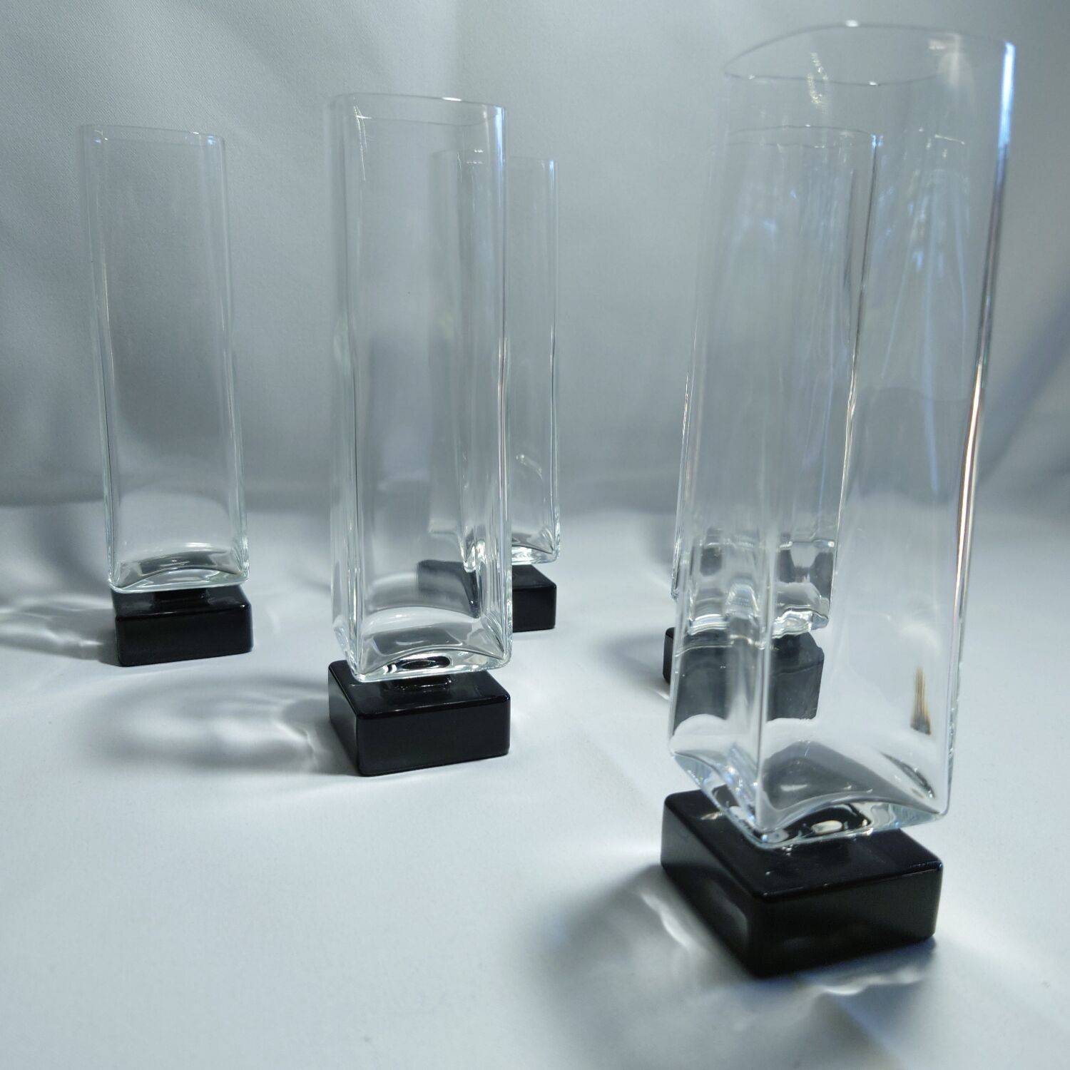 6 vintage square-stemmed glasses