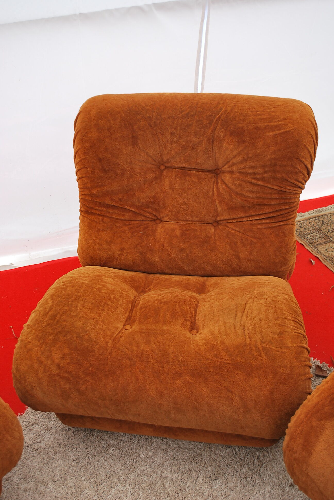 4 vintage armchairs and vintage pouf