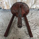 Tabouret de traite tripode bois vintage #a227