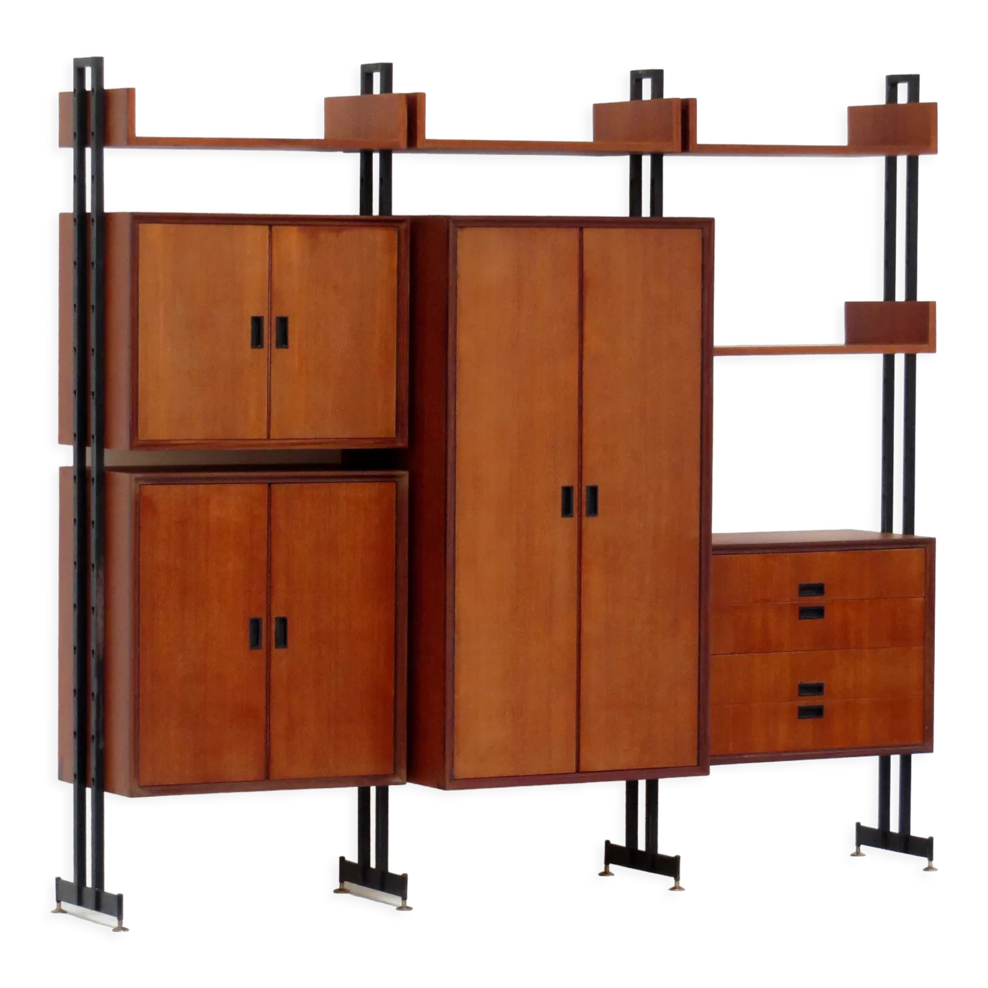 Mid century freestanding roomdivider wall unit system in teak, 1960s