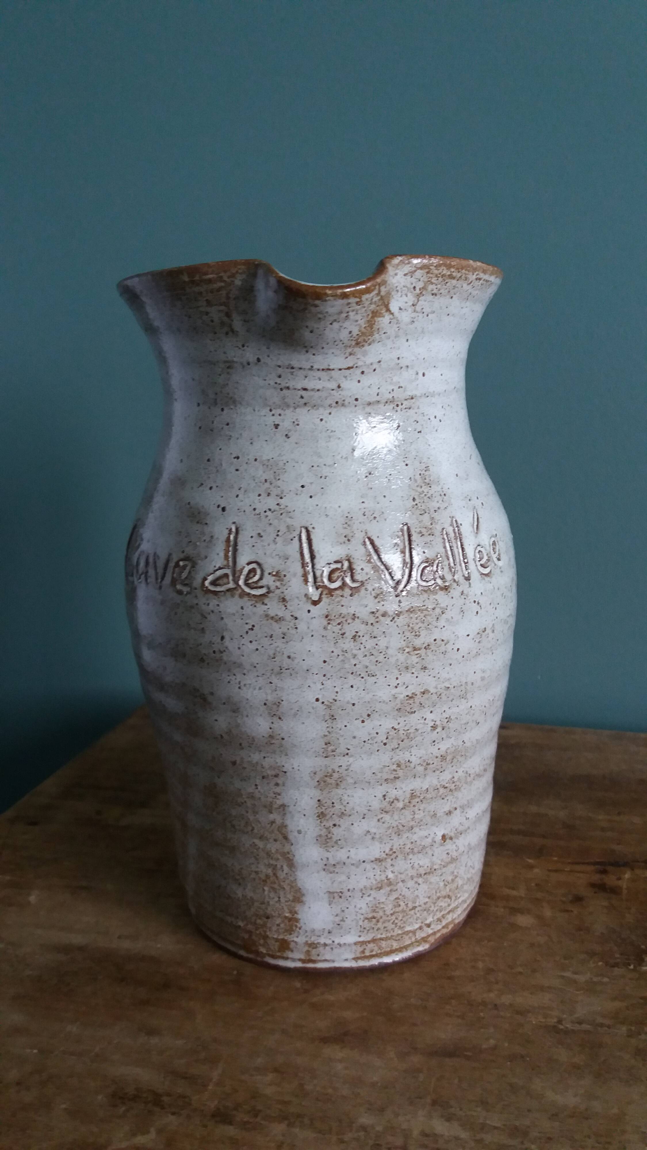 Pichet et 4 verres en grès émaillé signé, Aizenay Vendée