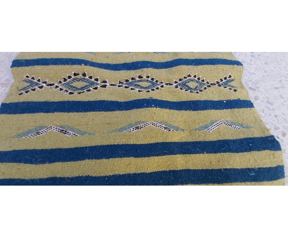 Handmade green kilim carpet made of pure wool
