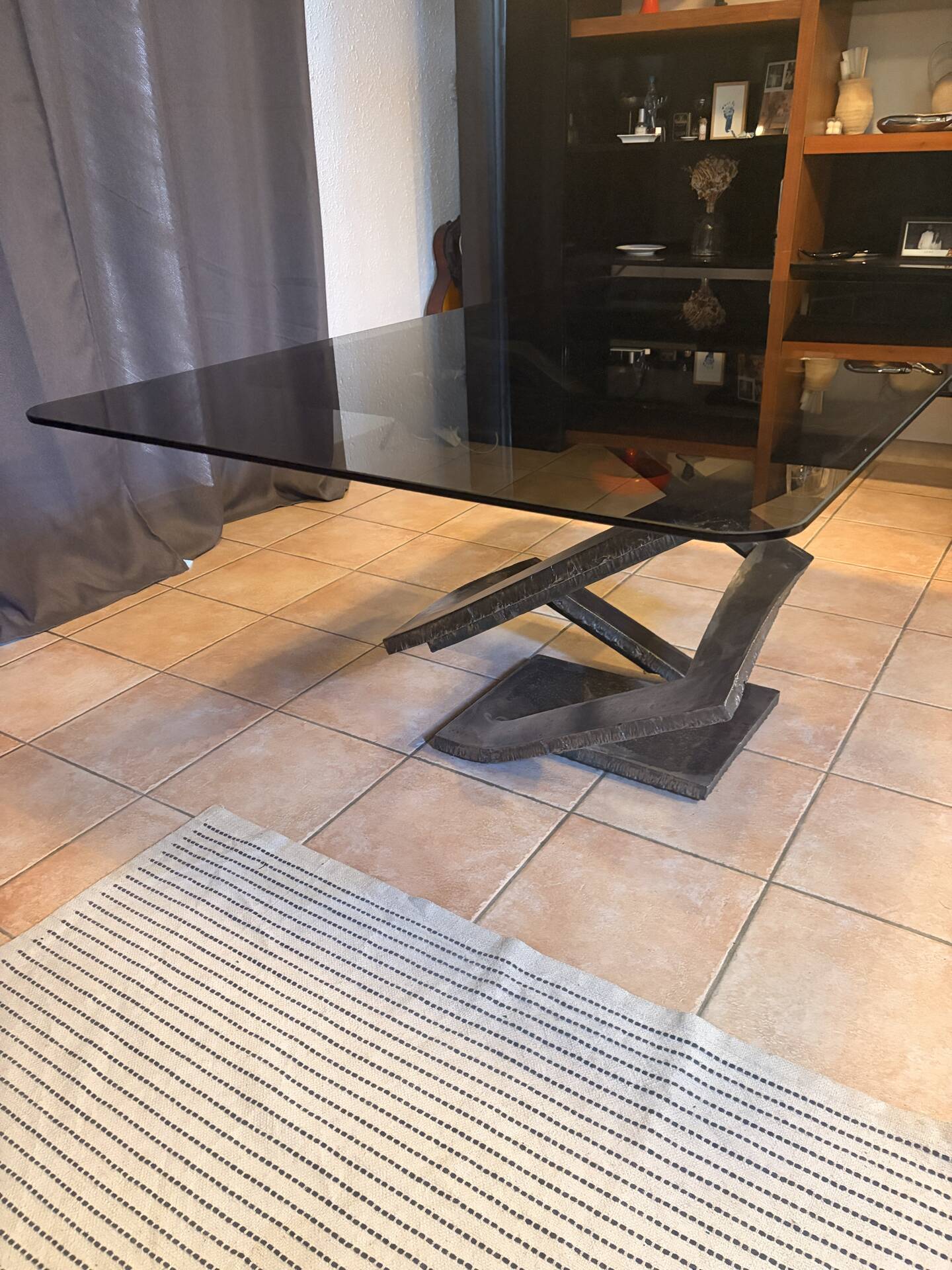 Iron flower table by Maurice Barilone for Roche Bobois
