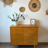 Vintage oak chest of drawers from the 1960s.